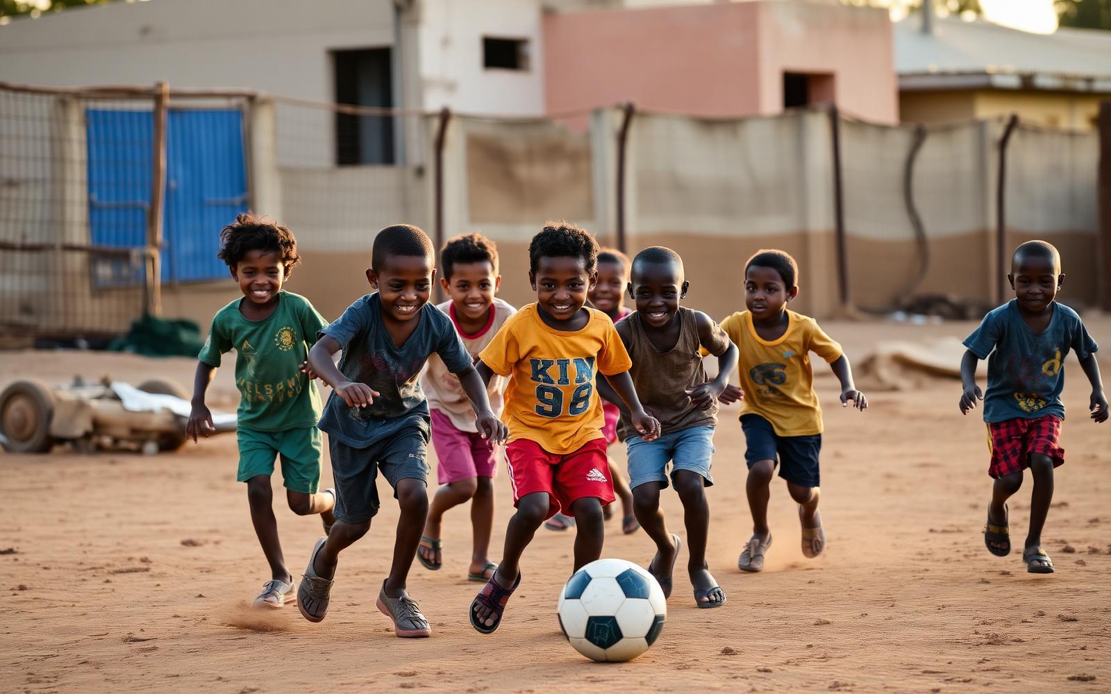 Children playing community football